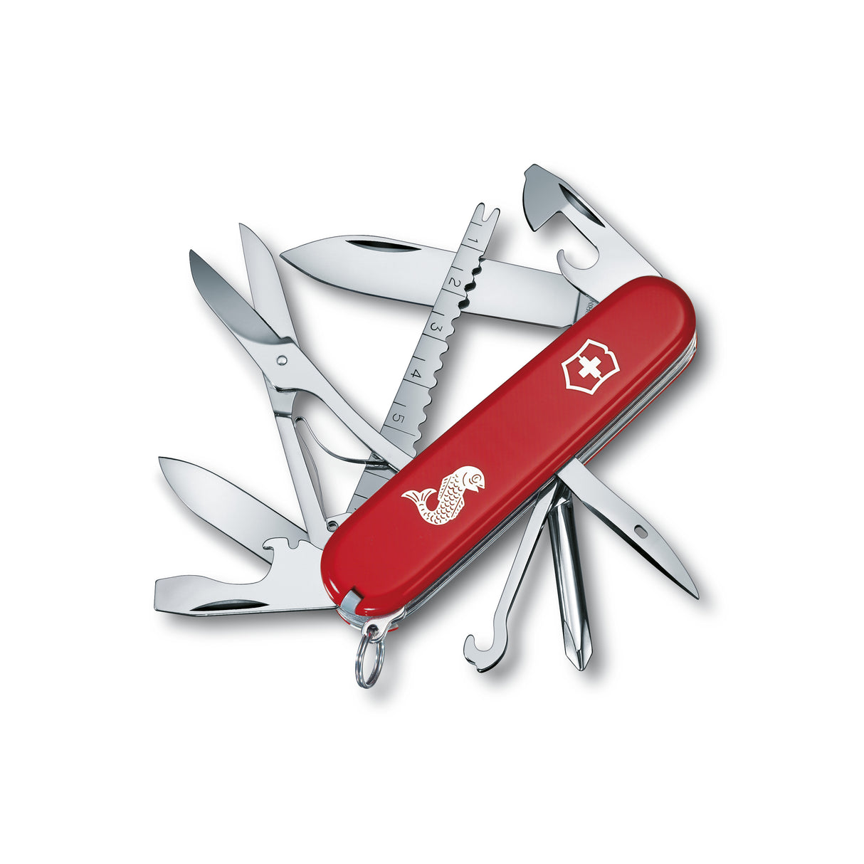 VICTORINOX Pocket knife FISHERMAN, red with logo, 91 mm