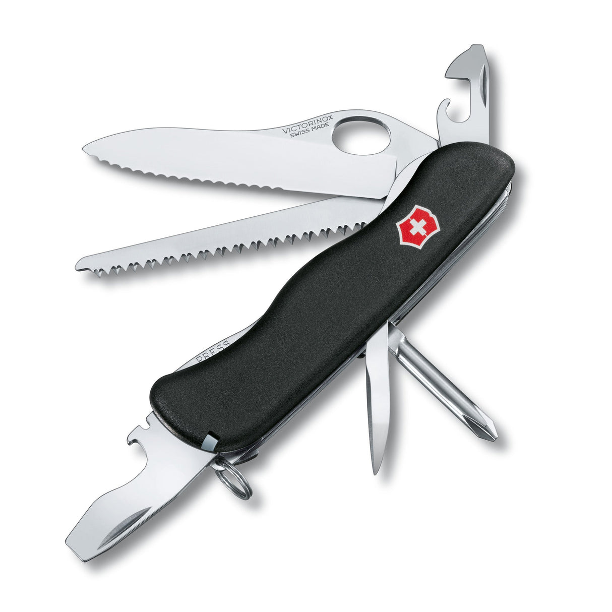 VICTORINOX Pocket Tool Military, black One Hand Knife, wavy lockblade - Nordisk Natur - Det bästa inom friluftsliv & vildmark